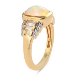 Natürlicher, äthiopischer Opal Und Zirkon-Ring, 925 Silber Gelbgold Vermeil (Größe 16.00) Ca. 2.01 Ct -Mode Zubehör Geschäft 7181668 4