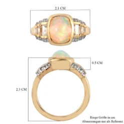 Natürlicher, äthiopischer Opal Und Zirkon-Ring, 925 Silber Gelbgold Vermeil (Größe 16.00) Ca. 2.01 Ct -Mode Zubehör Geschäft 7181668 6