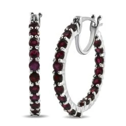 Anthill Granat-Creolen, 925 Silber Platiniert Ca. 3,50 Ct