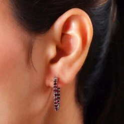 Anthill Granat-Creolen, 925 Silber Platiniert Ca. 3,50 Ct -Mode Zubehör Geschäft 7181850 2