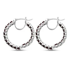 Anthill Granat-Creolen, 925 Silber Platiniert Ca. 3,50 Ct -Mode Zubehör Geschäft 7181850 3