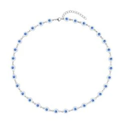 Weiße, Emaillierte Halskette, Ca. 50 Cm, Edelstahl Ca. 15,00g