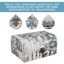 2er-Set Damask Bedruckte Schatztruhe, L - 26x21x13 Cm, S - 20x15x10 Cm, Damaskblau -Mode Zubehör Geschäft 7192423 4