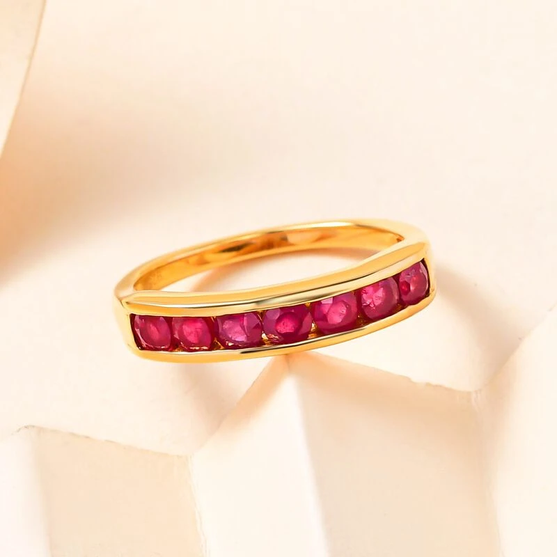 Afrikanischer Rubin (Fissure Gefüllt) Ring, 925 Silber Vergoldet (Größe 17.00) Ca. 1.33 Ct 2 Afrikanischer Rubin (Fissure Gefüllt) Ring, 925 Silber Vergoldet (Größe 17.00) Ca. 1.33 Ct – Bild 2