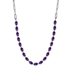 Afrikanische Amethyst Halskette, Ca. 45 Cm, Edelstahl Ca. 8.31 Ct