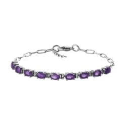 Afrikanisches Amethyst Armband, Ca. 19 Cm, Edelstahl Ca. 3.46 Ct