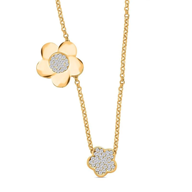 Weiße Kristall Halskette, Ca. 50 Cm, Goldfarben