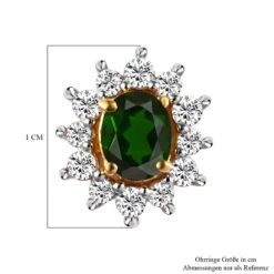 Natürliche Chrom Turmalin Und Weiße Zirkon-Ohrringe, 925 Silber Gelbgold Vermeil Ca. 1.14 Ct -Mode Zubehör Geschäft 7225009 5