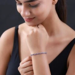 Tansanit Armband, Ca. 20 Cm, 925 Silber Platiniert Ca. 1,41 Ct -Mode Zubehör Geschäft 7228582 2