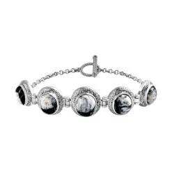 Weißer Büffel Armband Ca. 19 Cm 925 Silber Platiniert Ca. 16.79 Ct