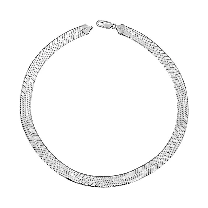 Italienisches Fischgrät-Collier, Ca. 45 Cm, 925 Silber Ca. 41,47g