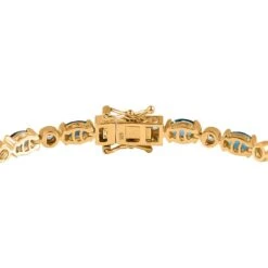 London Blau Topas Und Weißer Zirkon Armband, Ca. 20 Cm, 925 Silber Vergoldet Ca. 8,78 Ct -Mode Zubehör Geschäft 7262646 3