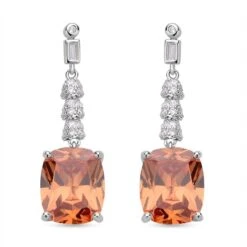 Champagner Und Weiße Zirkonia Ohrringe, Edelstahl Ca. 18.47 Ct