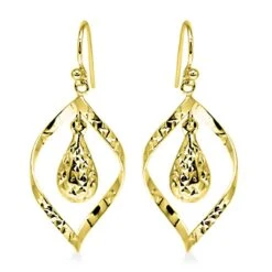 Charme Tropfen Ohrhänger, 925 Silber Vergoldet Ca. 2,70g