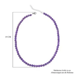 Afrikanische Amethyst Halskette, (5-7mm), Ca. 45 Cm, Edelstahl Ca. 130.00 Ct -Mode Zubehör Geschäft 7266964 3
