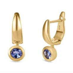 Tansanit Ohrringe, 925 Silber Vergoldet Ca. 0.65 Ct -Mode Zubehör Geschäft 7273606 3