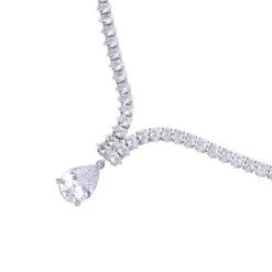 Weißes Zirkonia-Mosaik Collier, Ca. 50 Cm, Messing, Ca. 30.00 Ct -Mode Zubehör Geschäft 7273625 3