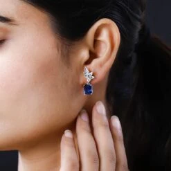 Ceylon Farbene Quarz, Weiße Topas Ohrringe, 925 Silber Platiniert Ca. 6.61 Ct -Mode Zubehör Geschäft 7274036 2