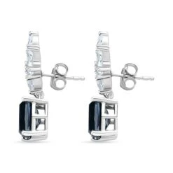 Ceylon Farbene Quarz, Weiße Topas Ohrringe, 925 Silber Platiniert Ca. 6.61 Ct -Mode Zubehör Geschäft 7274036 3