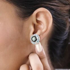 GP Kollektion - Labradorit, Kanchanaburi Blaue Saphir Ohrringe, 925 Silber Platiniert Ca. 10.24 Ct -Mode Zubehör Geschäft 7279503 2