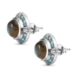 GP Kollektion - Labradorit, Kanchanaburi Blaue Saphir Ohrringe, 925 Silber Platiniert Ca. 10.24 Ct -Mode Zubehör Geschäft 7279503 3