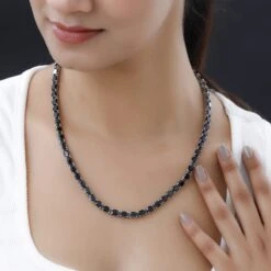 Schwarzer Spinell Halskette Ca. 45 Cm 925 Silber Platiniert Ca. 54.99 Ct -Mode Zubehör Geschäft 7282098 1