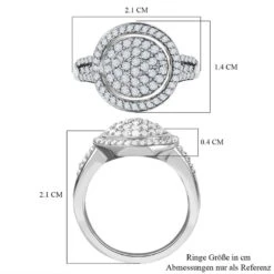Weißer Diamant Ring, 925 Silber Platiniert (Größe 17.00), Ca. 0.75 Ct -Mode Zubehör Geschäft 7283496 6