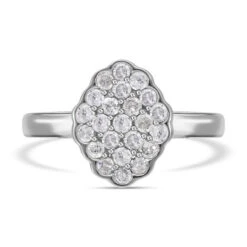 Weißer Diamant Ring 925 Silber Platiniert (Größe 20.00) Ca. 0,50 Ct