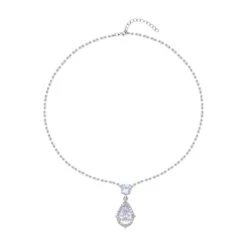 Weißer Zirkonia, Weißer Kristall Halskette Ca. 50 Cm Reines Messing Ca. 8,00 Ct