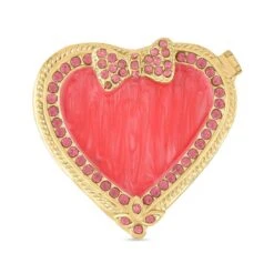 Herz Tablettendöschen Mit Kristallen, Emailliert, 7,5x2 Cm, Rot