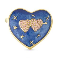Herz Tablettendöschen Mit Kristallen, Emailliert, 7,5x2 Cm, Herz