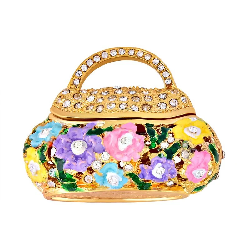 Trinket Box Im Handtaschendesign Tablettendöschen Mit Kristallen, Emailliert, 7,5x2 Cm, Mehrfarbig 1 Trinket Box Im Handtaschendesign Tablettendöschen Mit Kristallen, Emailliert, 7,5x2 Cm, Mehrfarbig