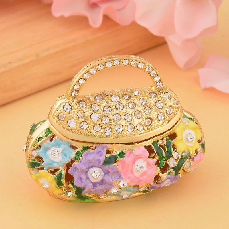 Trinket Box Im Handtaschendesign Tablettendöschen Mit Kristallen, Emailliert, 7,5x2 Cm, Mehrfarbig 2 Trinket Box Im Handtaschendesign Tablettendöschen Mit Kristallen, Emailliert, 7,5x2 Cm, Mehrfarbig – Bild 2