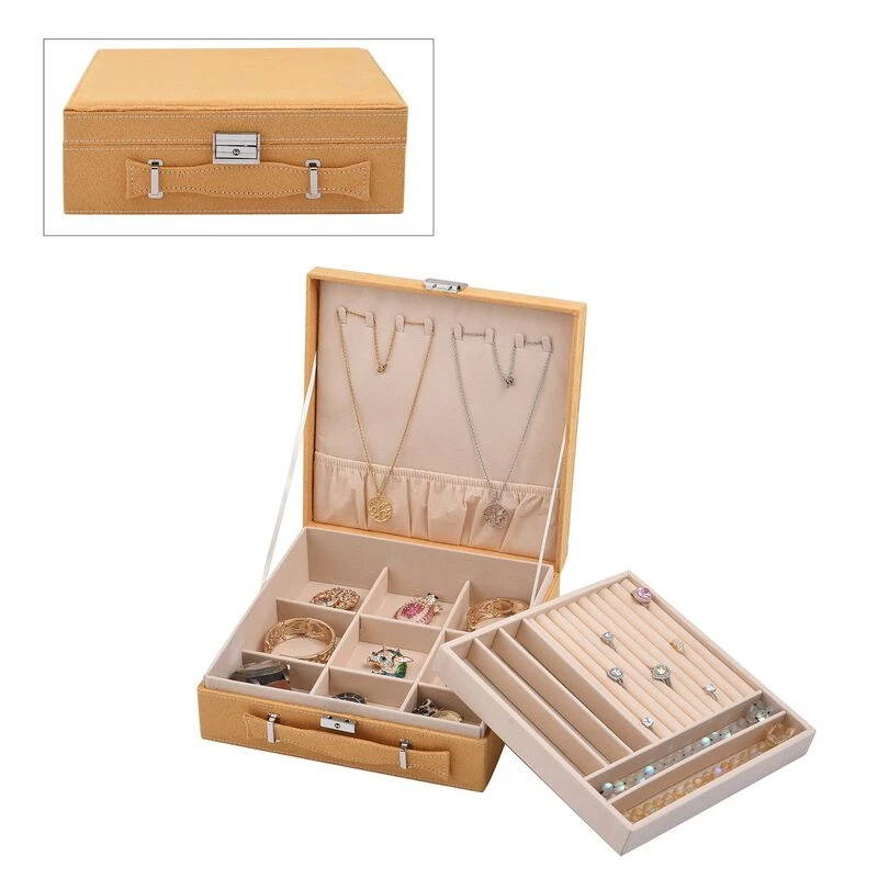 2-lagiges Schmuckkästchen, Herausnehmbarem Tablett, Anlaufgeschütztes Futter, 25,9 X 25,9 X 8,1 Cm, Biege 1 2-lagiges Schmuckkästchen, Herausnehmbarem Tablett, Anlaufgeschütztes Futter, 25,9 X 25,9 X 8,1 Cm, Biege