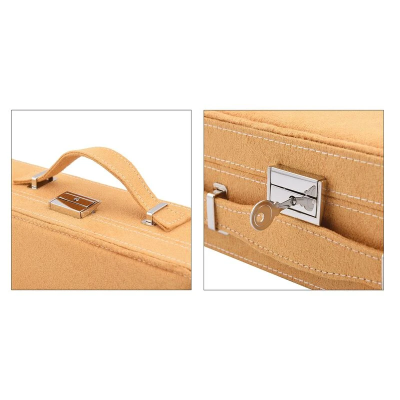 2-lagiges Schmuckkästchen, Herausnehmbarem Tablett, Anlaufgeschütztes Futter, 25,9 X 25,9 X 8,1 Cm, Biege 6 2-lagiges Schmuckkästchen, Herausnehmbarem Tablett, Anlaufgeschütztes Futter, 25,9 X 25,9 X 8,1 Cm, Biege – Bild 6