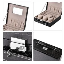 Krokodilhautmuster 2-lagige Schmuckschatulle, 26x26x9cm, Schwarz -Mode Zubehör Geschäft 7423949 4