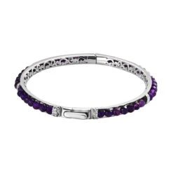 Afrikanischer Amethyst Armreif, Ca. 19 Cm, Reines Messing Platiniert, Ca. 20.45 Ct -Mode Zubehör Geschäft 7437021 3