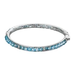 Himmelblauer Topas Armreif, Ca. 19 Cm Reines Messing Platiniert Ca. 20.25 Ct