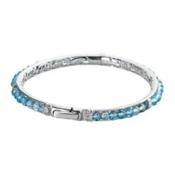 Himmelblauer Topas Armreif, Ca. 19 Cm Reines Messing Platiniert Ca. 20.25 Ct -Mode Zubehör Geschäft 7437043 3