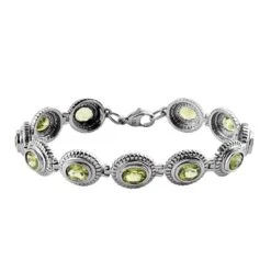 Natürliches Peridot Armband, Ca. 19 Cm, Edelstahl Ca. 9.88 Ct