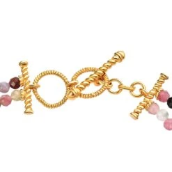 Natürliches, äthiopisches Welo Opal, Mehrfarbiges Turmalin Armband, Ca. 19 Cm, 925 Silber Gelbgold Vermeil Ca. 24.23 Ct -Mode Zubehör Geschäft 7479625 3