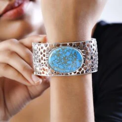 Blaues Türkis Armreif, Ca. 19 Cm, Platiniert,ca. 62.41 Ct -Mode Zubehör Geschäft 7480646 2