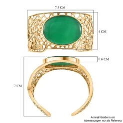 Grüner Onyx Armreif, Ca. 19 Cm, Vergoldet, Ca. 66.06 Ct -Mode Zubehör Geschäft 7480652 5