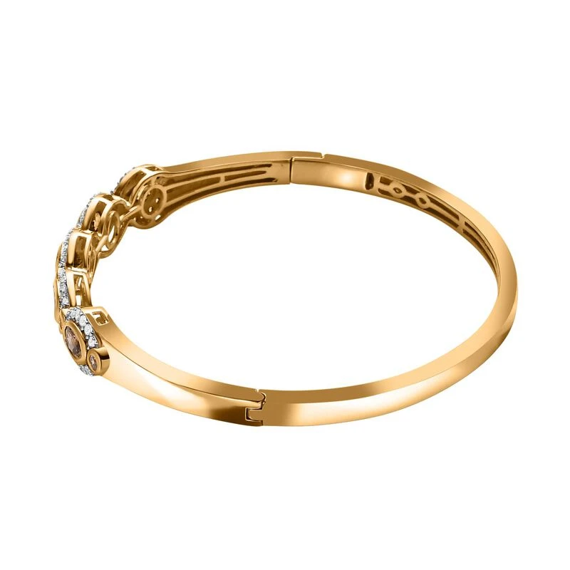 AA Natürlicher Goldener Tansanit, Weißer Zirkon Armreif Ca. 19 Cm 925 Silber Gelbgold Vermeil Ca. 4.37 Ct 4 AA Natürlicher Goldener Tansanit, Weißer Zirkon Armreif Ca. 19 Cm 925 Silber Gelbgold Vermeil Ca. 4.37 Ct – Bild 4