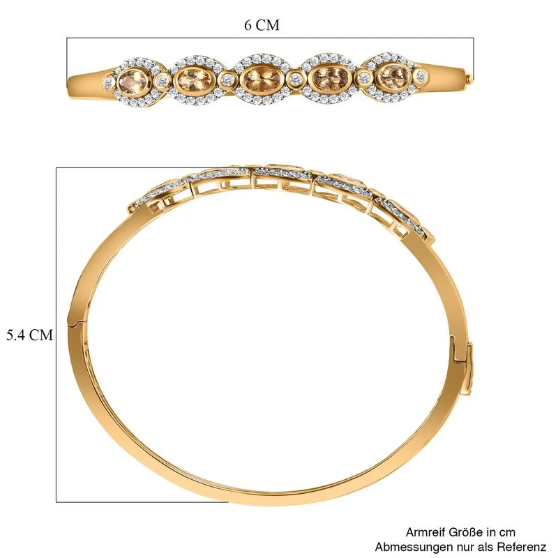 AA Natürlicher Goldener Tansanit, Weißer Zirkon Armreif Ca. 19 Cm 925 Silber Gelbgold Vermeil Ca. 4.37 Ct 6 AA Natürlicher Goldener Tansanit, Weißer Zirkon Armreif Ca. 19 Cm 925 Silber Gelbgold Vermeil Ca. 4.37 Ct – Bild 6