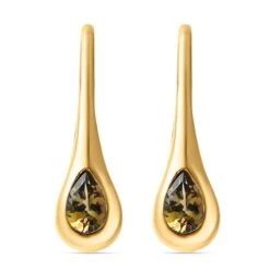 AA Natürlicher Goldener Tansanit Ohrringe 925 Silber Gelbgold Vermeil Ca. 0.75 Ct