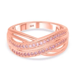 Natürlicher, Rosa Diamant Ring, 925 Silber Roségold Vermeil (Größe 16.00) Ca. 0.20 Ct