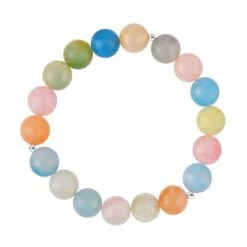 Mode Zubehör Geschäft 7 Mehrfarbiges Beryll, Smaragd, Aquamarin, Morganit, Heliodor-Armband(10-12mm), Ca. 18 Cm 925 Silber Rhodiniert Ca. 200.00 Ct