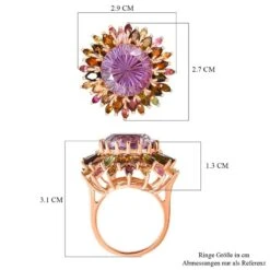 Hanabi Schliff - Rose De France Amethyst Und Mehrfarbiger Turmalin-Ring, 925 Silber Roségold Vermeil (Größe 18.00) Ca. 14.22 Ct 13 Hanabi Schliff - Rose De France Amethyst Und Mehrfarbiger Turmalin-Ring, 925 Silber Roségold Vermeil (Größe 18.00) Ca. 14.22 Ct -Mode Zubehör Geschäft 7504836 6