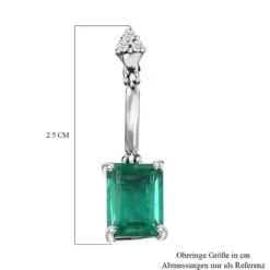Smaragd-Triplette-Quarz, Weißer Zirkon Ohrringe, 925 Silber Platiniert Ca. 3.70 Ct -Mode Zubehör Geschäft 7505401 4